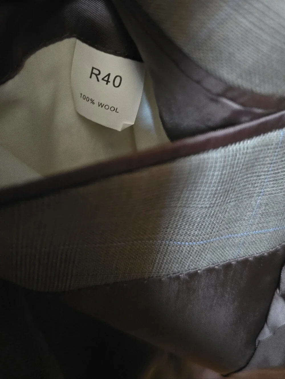Jos. A. Bank Signature Wool Tan Beige Blue Stripe Plaid 40R Blazer Sport Coat